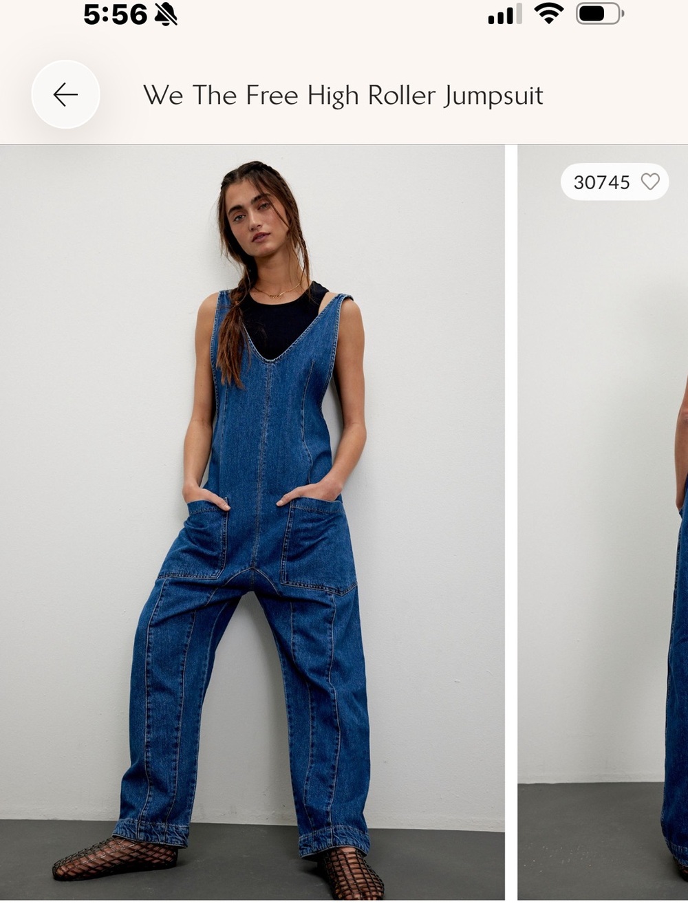 We The Free Denim High Roller Jumpsuit Sapphire Blue